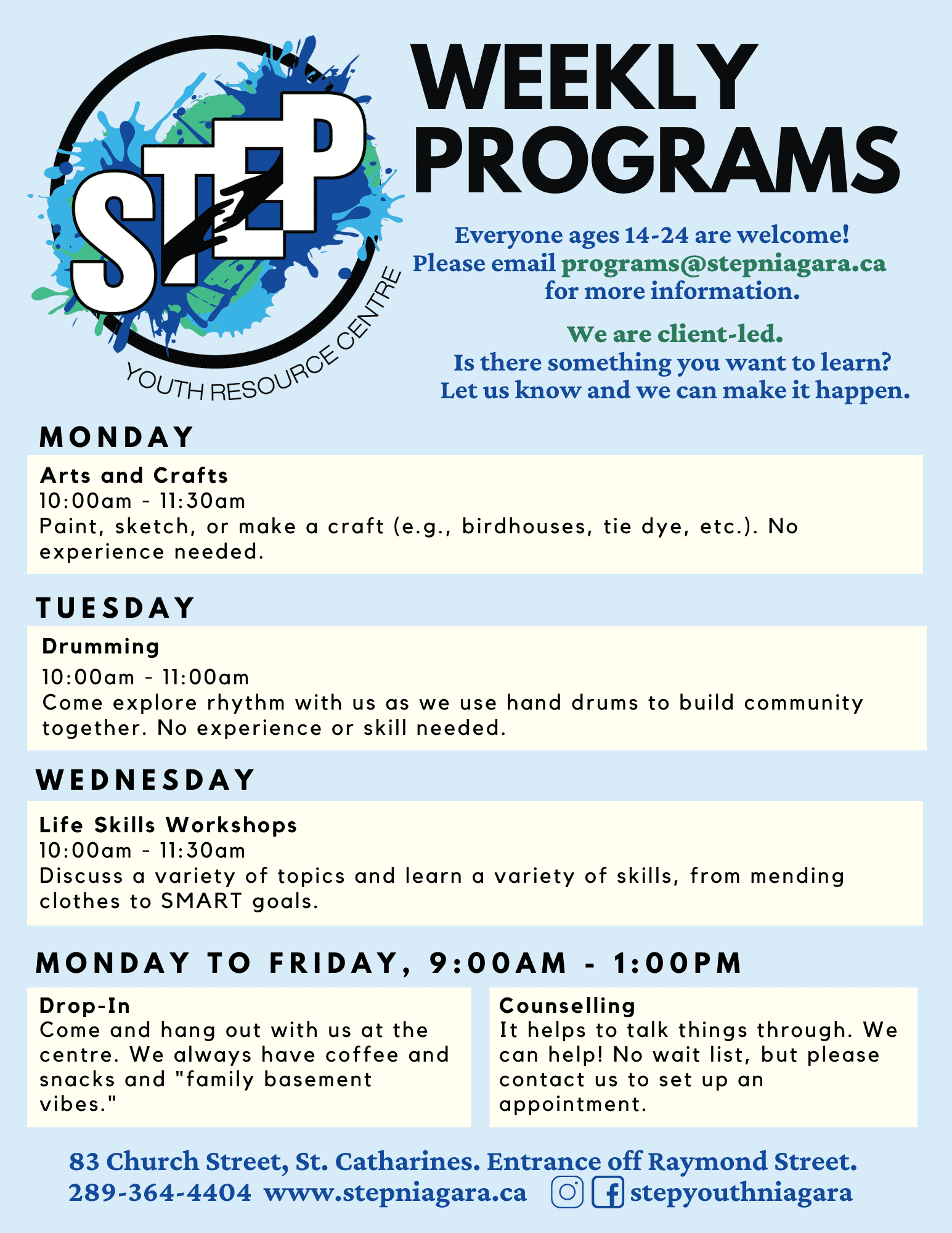 Updated program schedule
